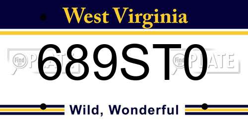 689ST0 West Virginia License Plate