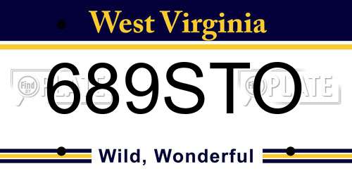 689STO West Virginia License Plate