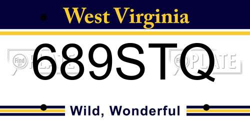 689STQ West Virginia License Plate