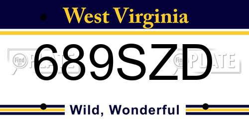 689SZD West Virginia License Plate