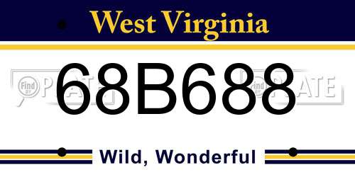 68B688 West Virginia License Plate