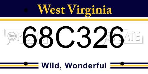 68C326 West Virginia License Plate