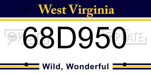 68D950 West Virginia License Plate