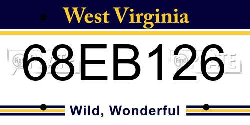 68EB126 West Virginia License Plate