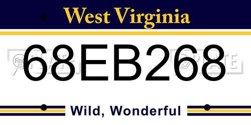 68EB268 West Virginia License Plate