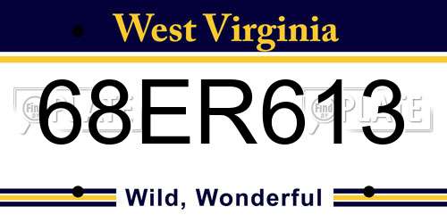68ER613 West Virginia License Plate