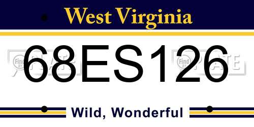 68ES126 West Virginia License Plate