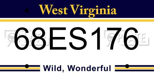 68ES176 West Virginia License Plate