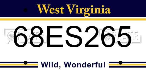 68ES265 West Virginia License Plate