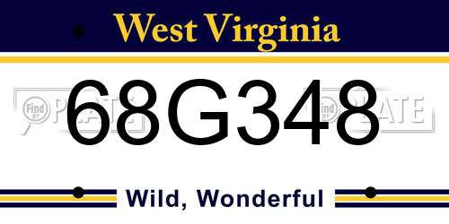 68G348 West Virginia License Plate