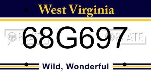 68G697 West Virginia License Plate