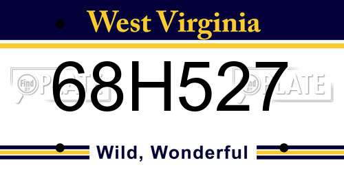 68H527 West Virginia License Plate