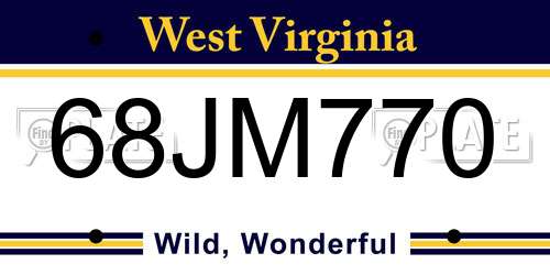 68JM770 West Virginia License Plate