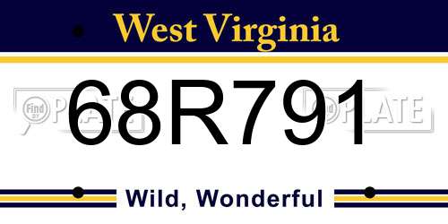 68R791 West Virginia License Plate