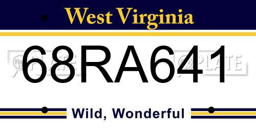 68RA641 West Virginia License Plate