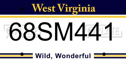 68SM441 West Virginia License Plate