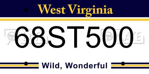 68ST500 West Virginia License Plate