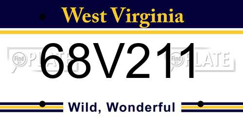 68V211 West Virginia License Plate