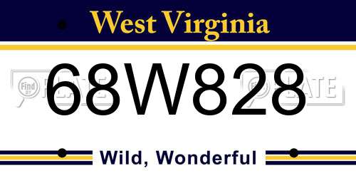 68W828 West Virginia License Plate