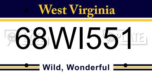 68WI551 West Virginia License Plate