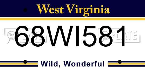 68WI581 West Virginia License Plate