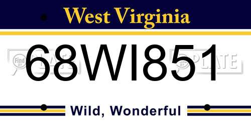 68WI851 West Virginia License Plate