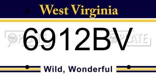 6912BV West Virginia License Plate