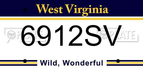 6912SV West Virginia License Plate