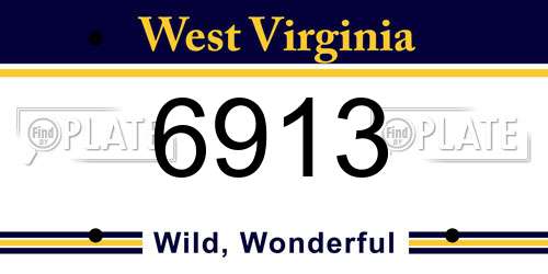 6913 West Virginia License Plate