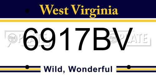6917BV West Virginia License Plate