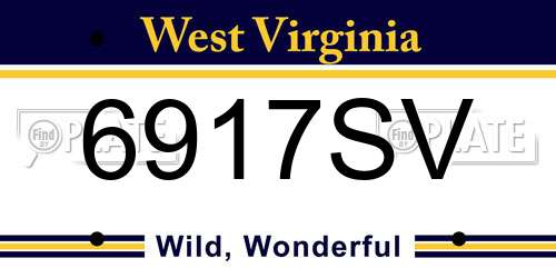 6917SV West Virginia License Plate