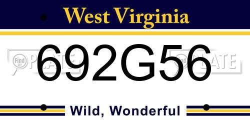 692G56 West Virginia License Plate