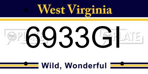 6933GI West Virginia License Plate