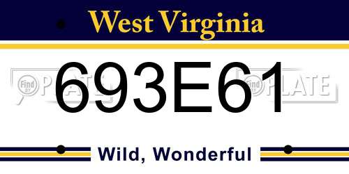 693E61 West Virginia License Plate