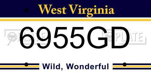 6955GD West Virginia License Plate
