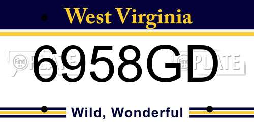 6958GD West Virginia License Plate