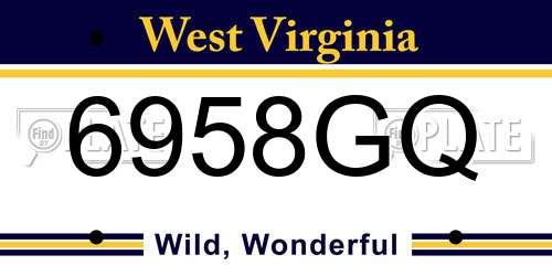 6958GQ West Virginia License Plate