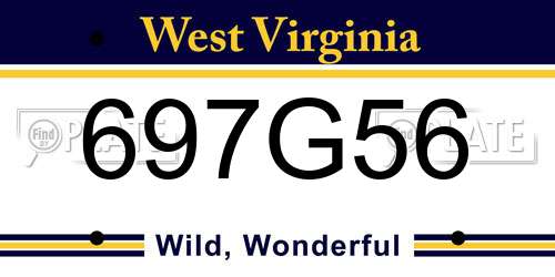697G56 West Virginia License Plate