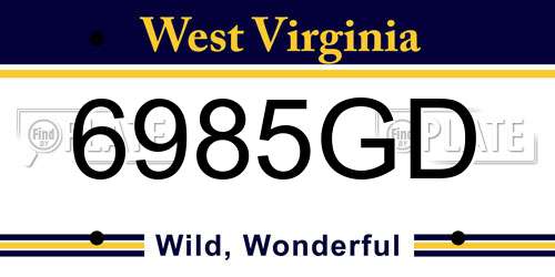 6985GD West Virginia License Plate