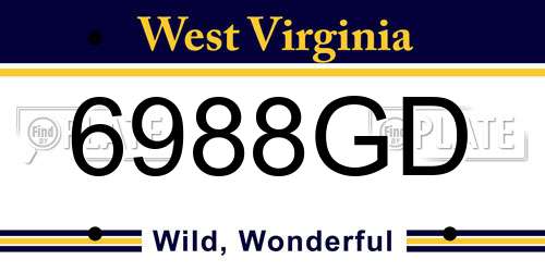 6988GD West Virginia License Plate