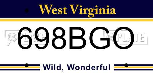 698BGO West Virginia License Plate