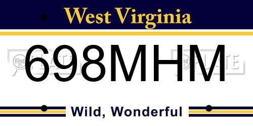 698MHM West Virginia License Plate