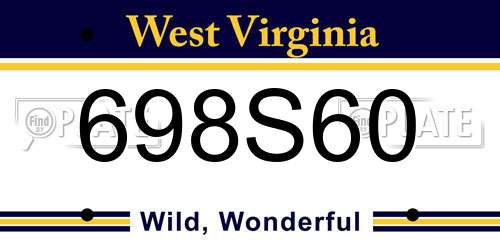698S60 West Virginia License Plate