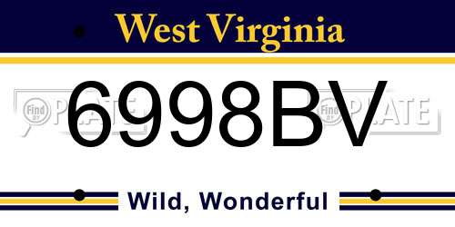 6998BV West Virginia License Plate