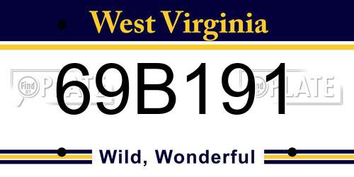 69B191 West Virginia License Plate