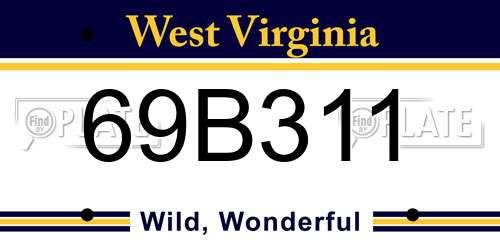 69B311 West Virginia License Plate