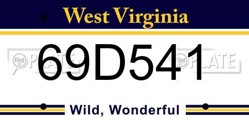 69D541 West Virginia License Plate