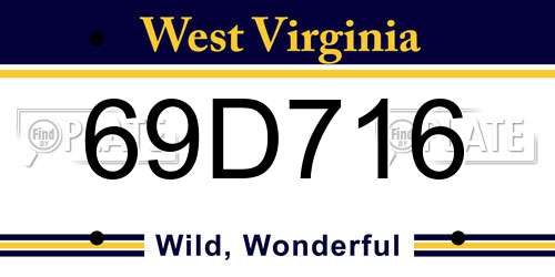 69D716 West Virginia License Plate