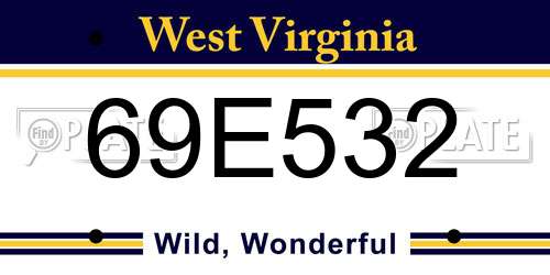 69E532 West Virginia License Plate