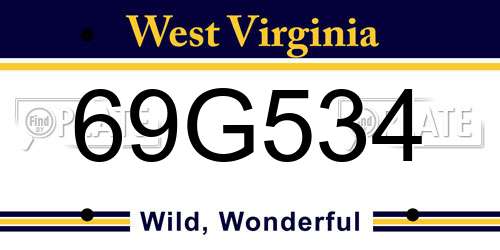 69G534 West Virginia License Plate